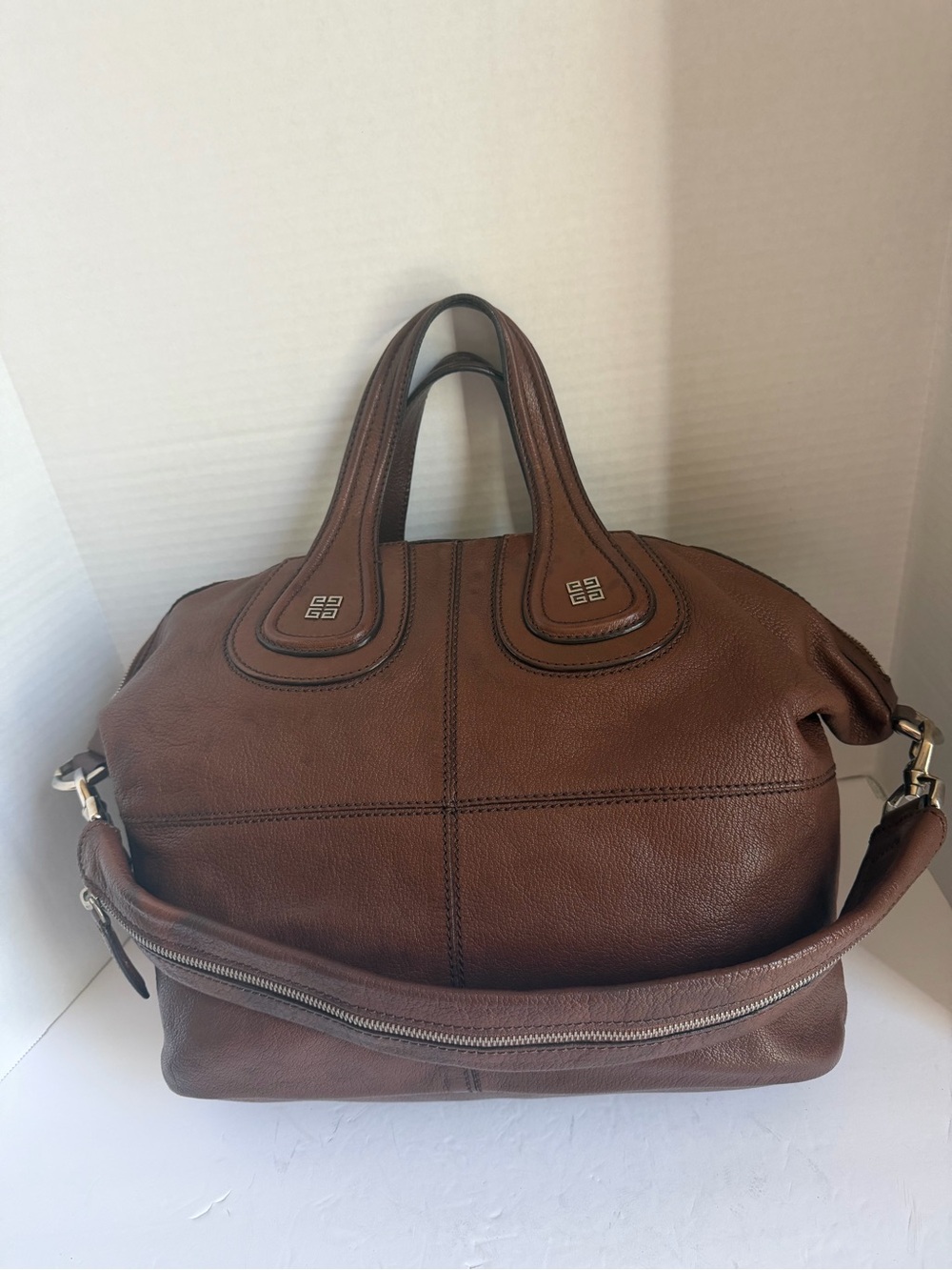 Givenchy Brown Leather Satchel with Gold-Tone Hardware - Picture 2 of 15